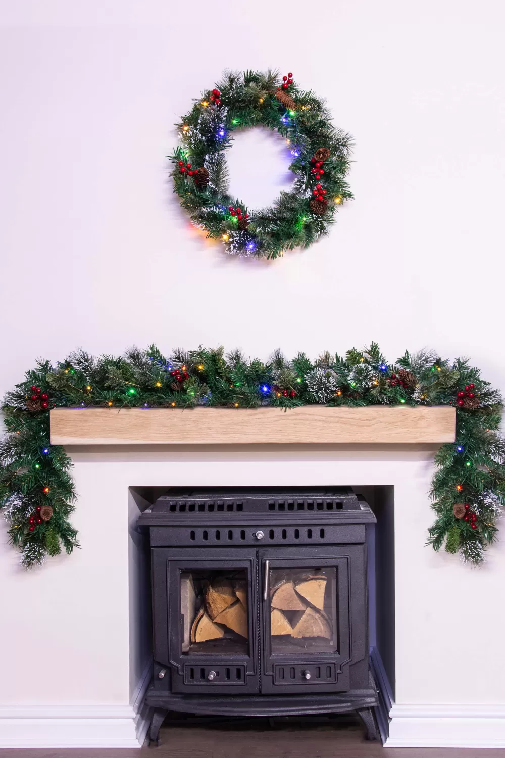 Christmas Tree World 180cm Pre-lit Decorated Mixed Pine Garland Warm White/Multicolour LEDs< Pre-Lit Christmas Garlands
