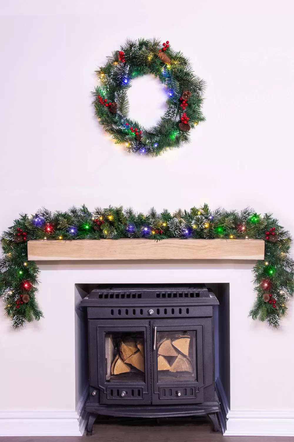 Christmas Tree World 180cm Pre-lit Decorated Mixed Pine Garland Warm White/Multicolour LEDs< Pre-Lit Christmas Garlands