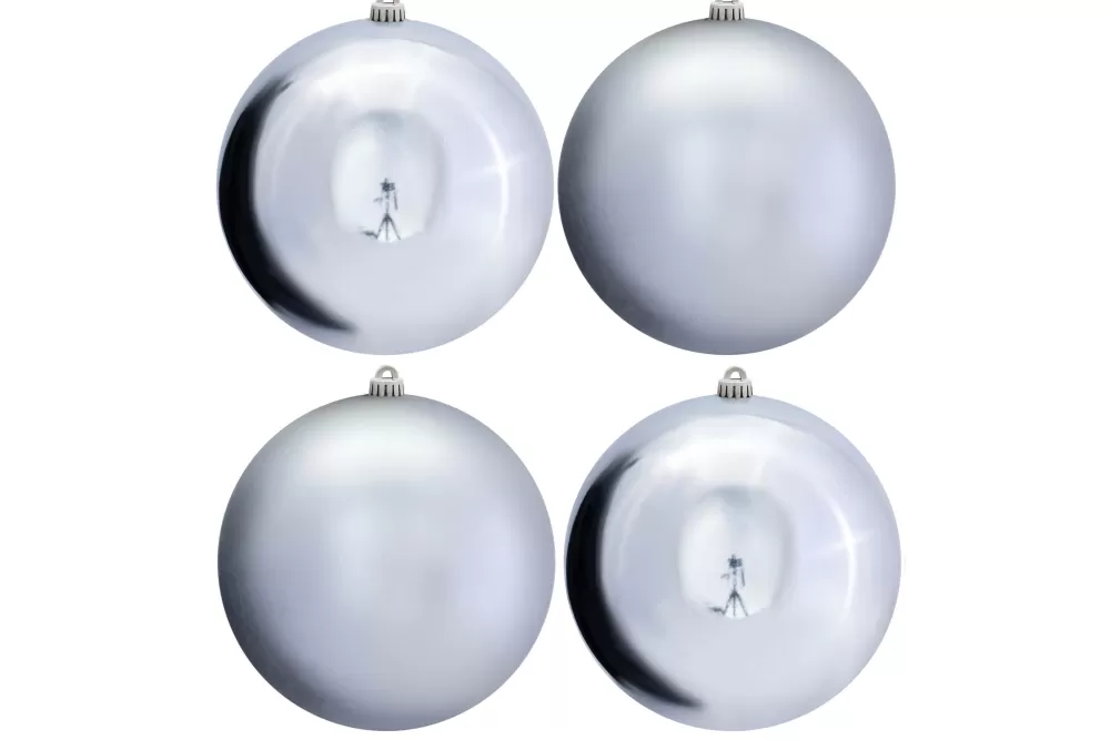 Christmas Tree World 25cm Silver Bauble Set Shiny/Matt (4 Pc)< Outdoor Christmas Baubles | Outdoor Christmas Baubles