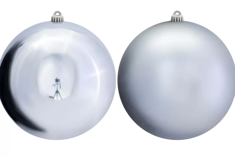 Christmas Tree World 25cm Silver Bauble Set Shiny/Matt (4 Pc)< Outdoor Christmas Baubles | Outdoor Christmas Baubles