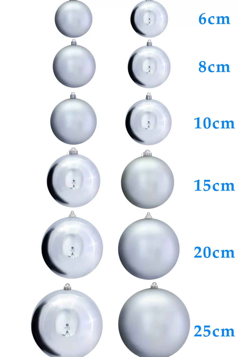Christmas Tree World Bulk Silver Bauble Sets Shiny/Matte 6cm-25cm (Indoor/Outdoor Use)< Outdoor Christmas Baubles | Outdoor Christmas Baubles