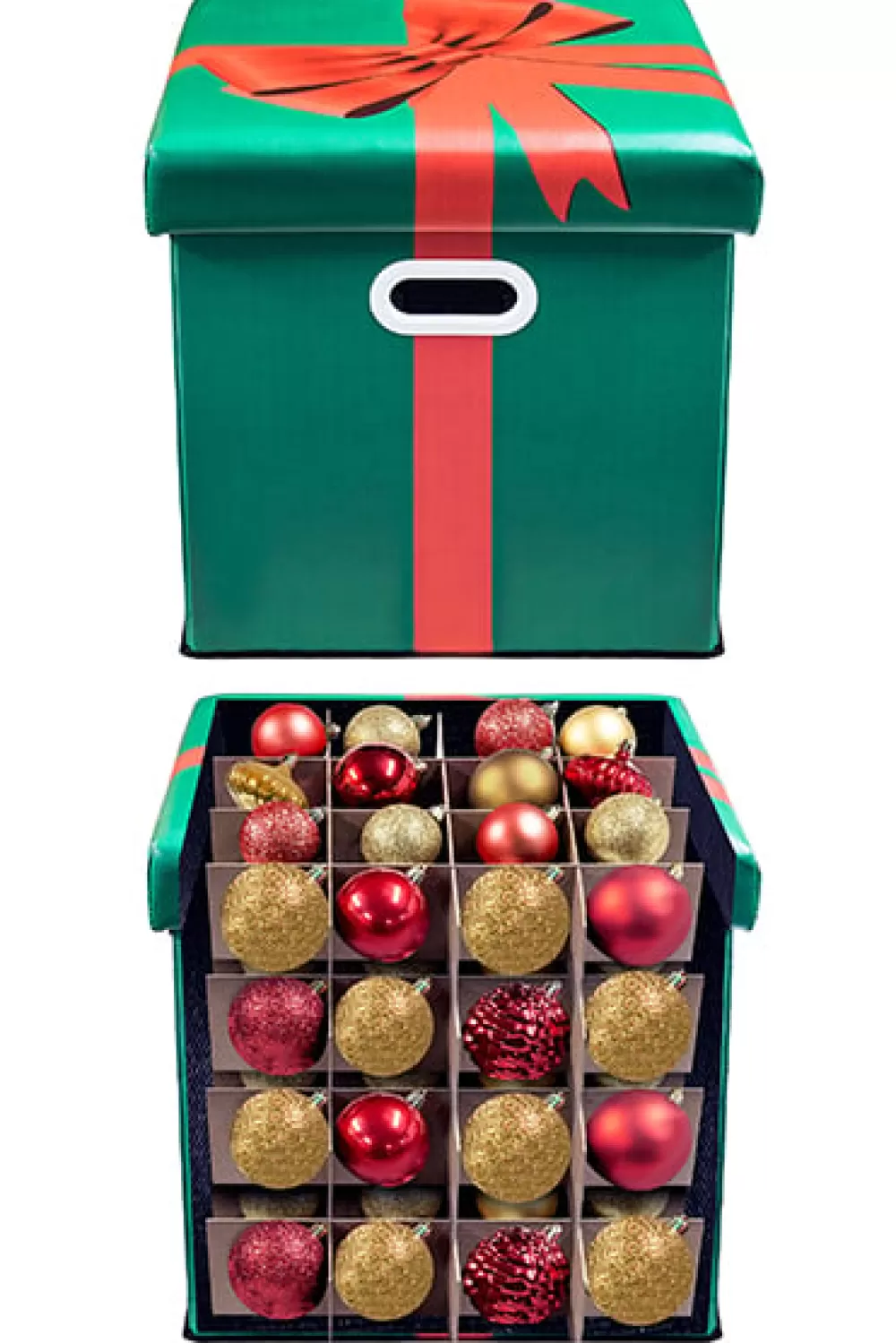 Christmas Tree World Multi-purpose Decorations Storage Ottoman Box - With Partitions< Bauble Storage | Hand Painted Baubles