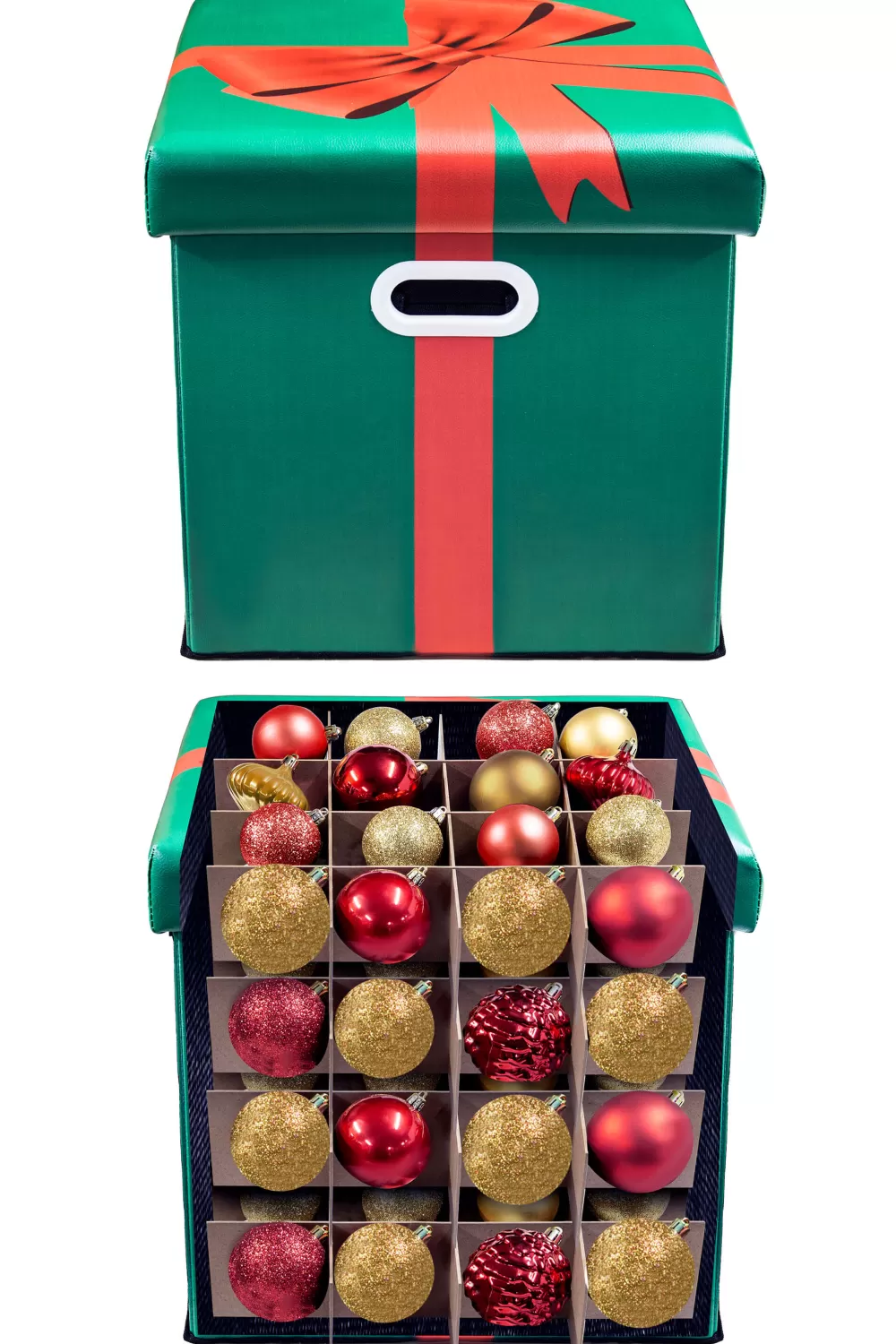 Christmas Tree World Multi-purpose Decorations Storage Ottoman Box - With Partitions< Bauble Storage | Hand Painted Baubles