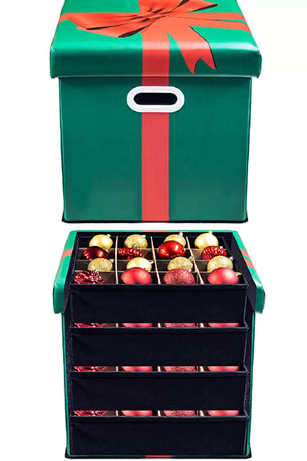 Christmas Tree World Multi-purpose Decorations Storage Ottoman Box - With Partitions & Trays< Bauble Storage | Hand Painted Baubles
