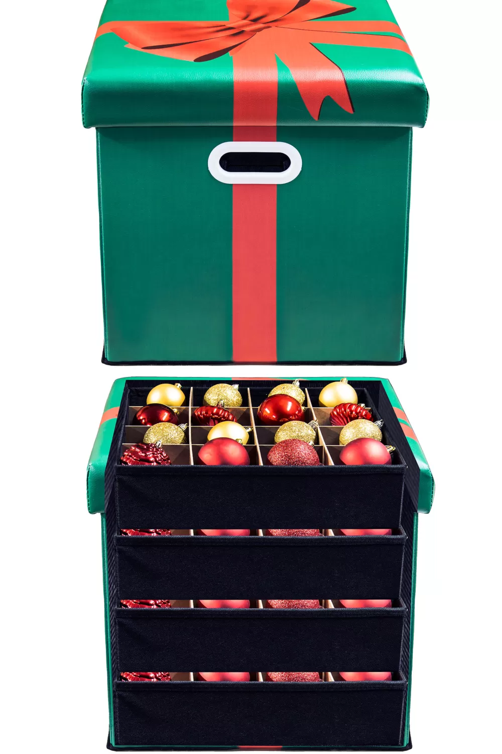 Christmas Tree World Multi-purpose Decorations Storage Ottoman Box - With Partitions & Trays< Bauble Storage | Hand Painted Baubles