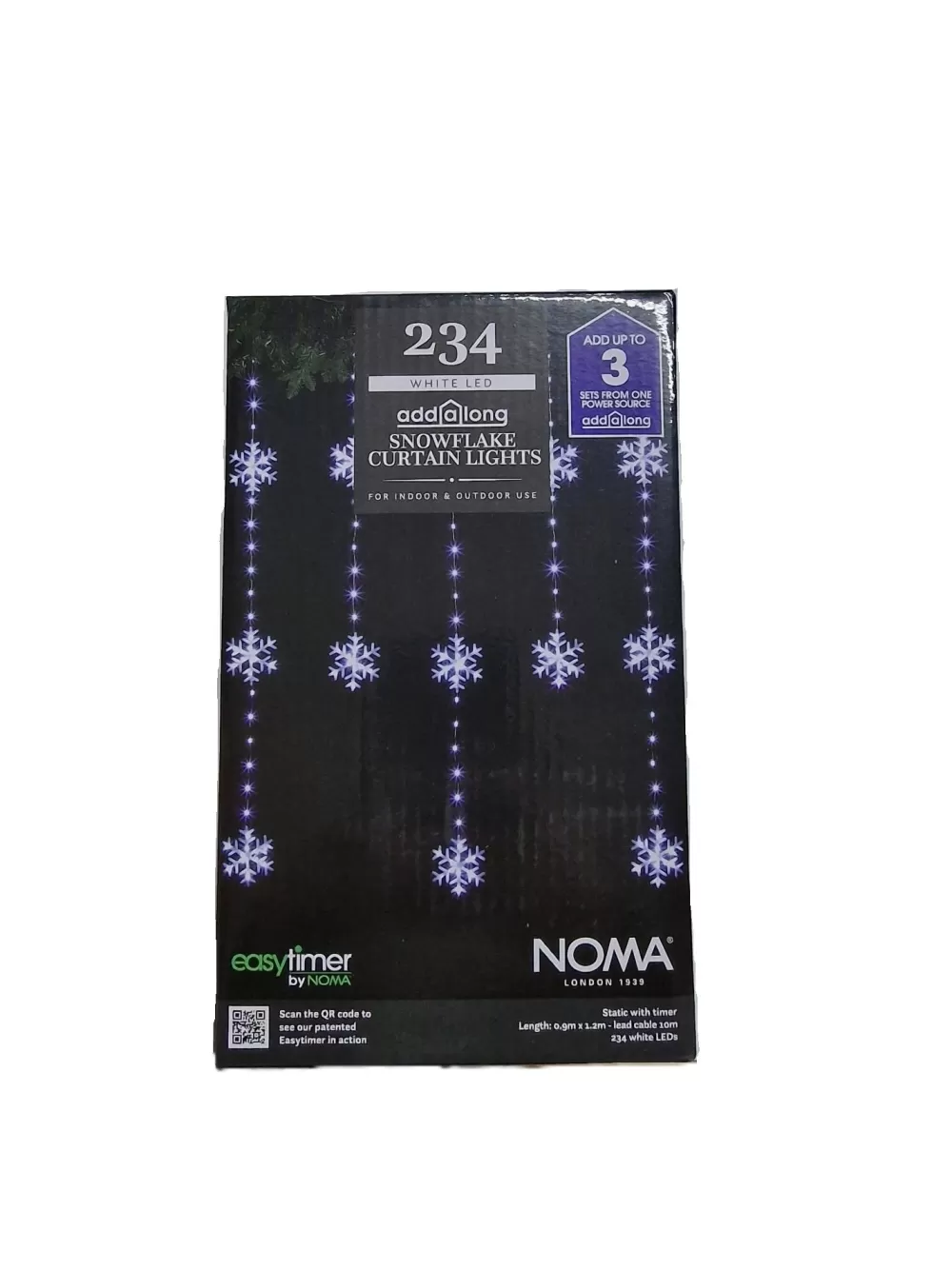 Christmas Tree World Noma 90cm X 1.2m 234 Bright White LED Snowflake Curtain Lights< Connectable Lights | Outdoor Christmas Lights