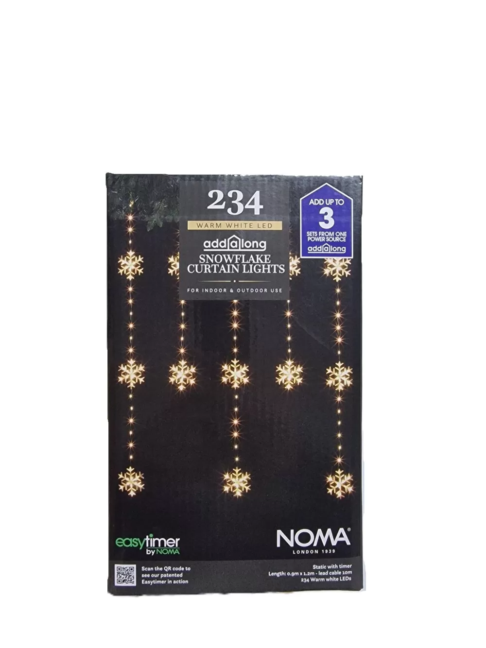 Christmas Tree World Noma 90cm X 1.2m 234 Warm White LED Snowflake Curtain Lights< Connectable Lights | Outdoor Christmas Lights