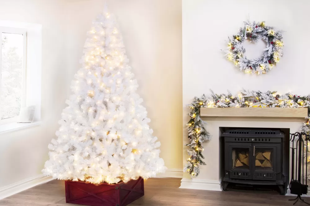 Christmas Tree World The 10ft Pre-lit Bianca Pine Tree With Warm White Lights< Large Commercial Christmas Trees | 10 Foot Pre Lit Christmas Trees