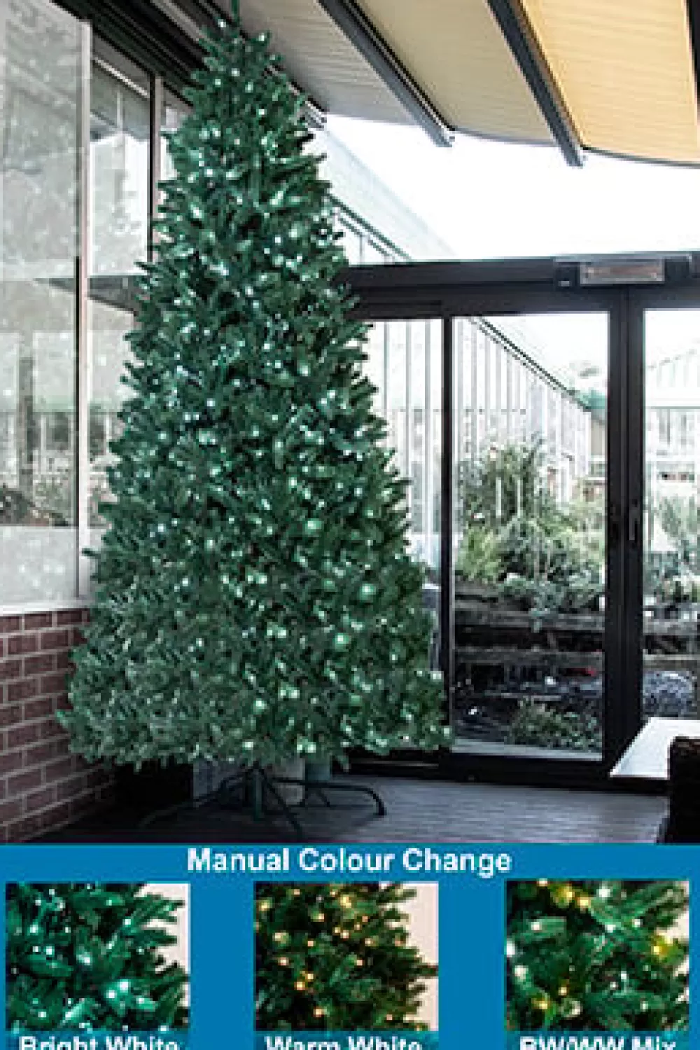 Christmas Tree World The 10ft Pre-lit Ultra Devonshire Tree - 4.6ft Wide - Warm White/Bright White Colour Change Lights< Large Commercial Christmas Trees | 10 Foot Pre Lit Christmas Trees