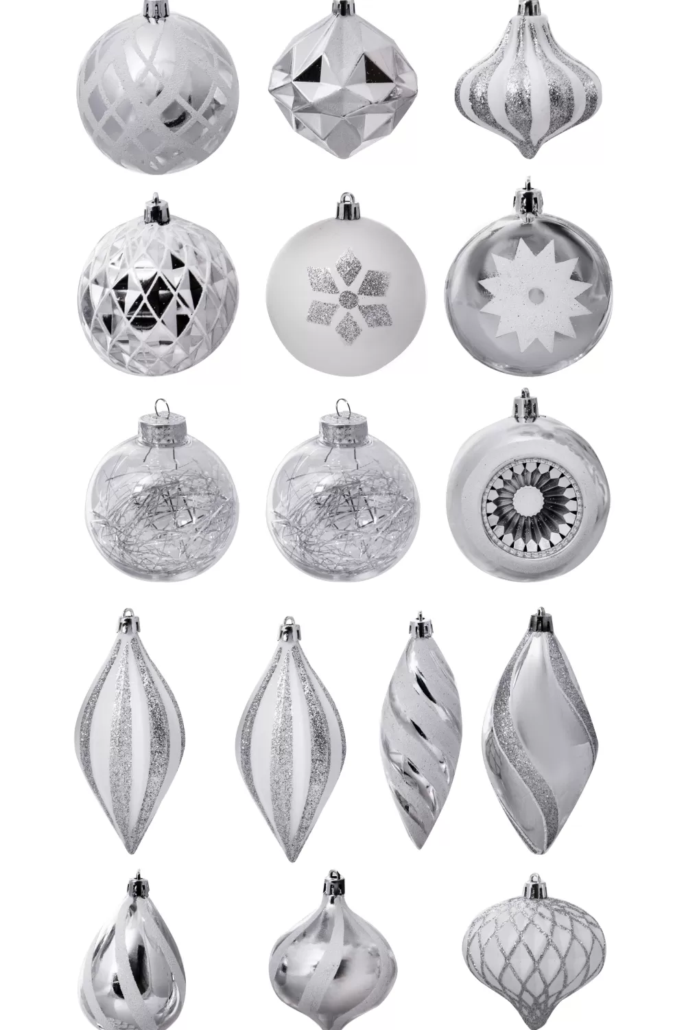 Christmas Tree World The 196pc White & Silver Full Heavy Coverage Bauble Set (7ft Trees)< 7 Foot Pre Lit Christmas Trees | Pre-Lit Christmas Trees