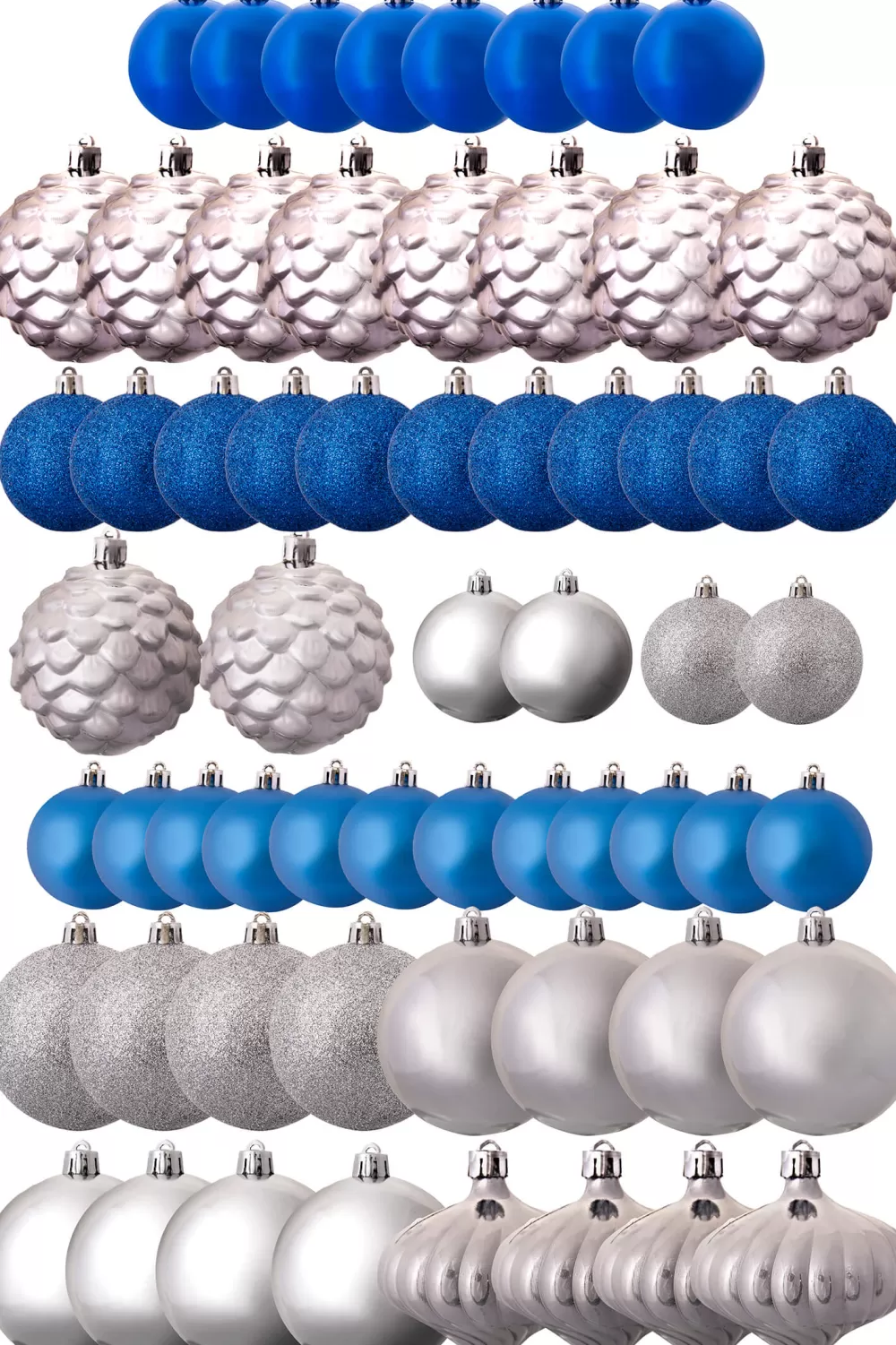 Christmas Tree World The 212pc Blue & Silver Full Heavy Coverage Bauble Set (8ft Trees)< 8 Foot Pre Lit Christmas Trees | Pre-Lit Christmas Trees