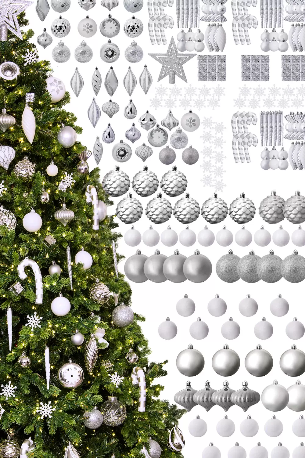 Christmas Tree World The 212pc Full Heavy Coverage Bauble Set (Choose Colour For 8ft Trees)< Small Christmas Baubles | Medium Christmas Baubles
