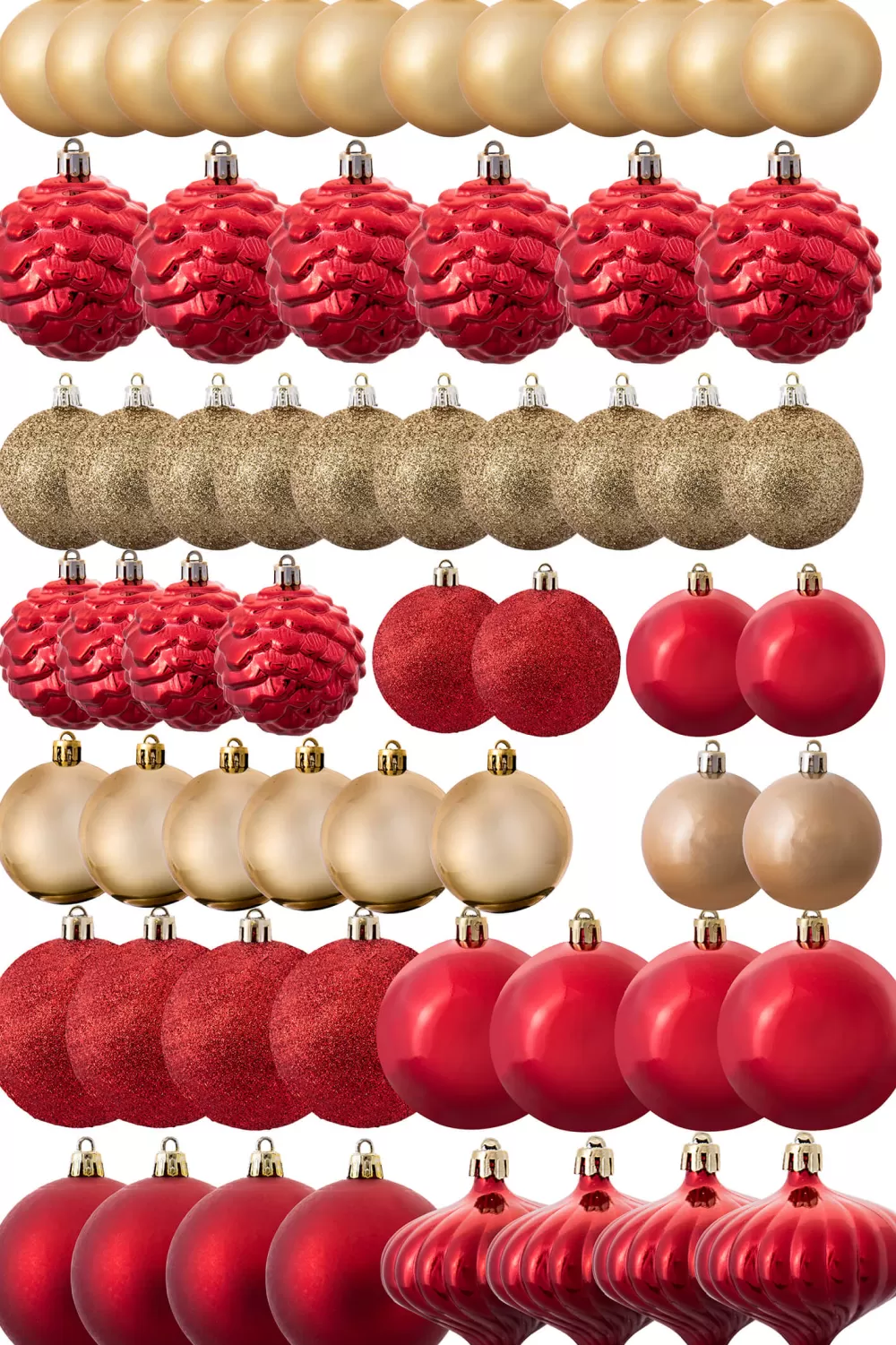 Christmas Tree World The 212pc Red & Gold Full Heavy Coverage Bauble Set (8ft Trees)< 8 Foot Pre Lit Christmas Trees | Pre-Lit Christmas Trees