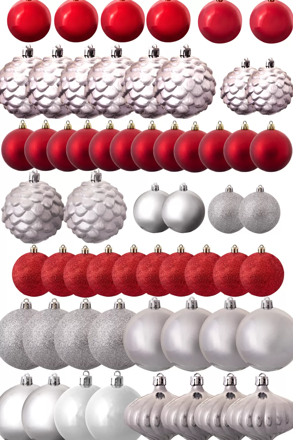 Christmas Tree World The 212pc Red & Silver Full Heavy Coverage Bauble Set (8ft Trees)< 8 Foot Pre Lit Christmas Trees | Pre-Lit Christmas Trees