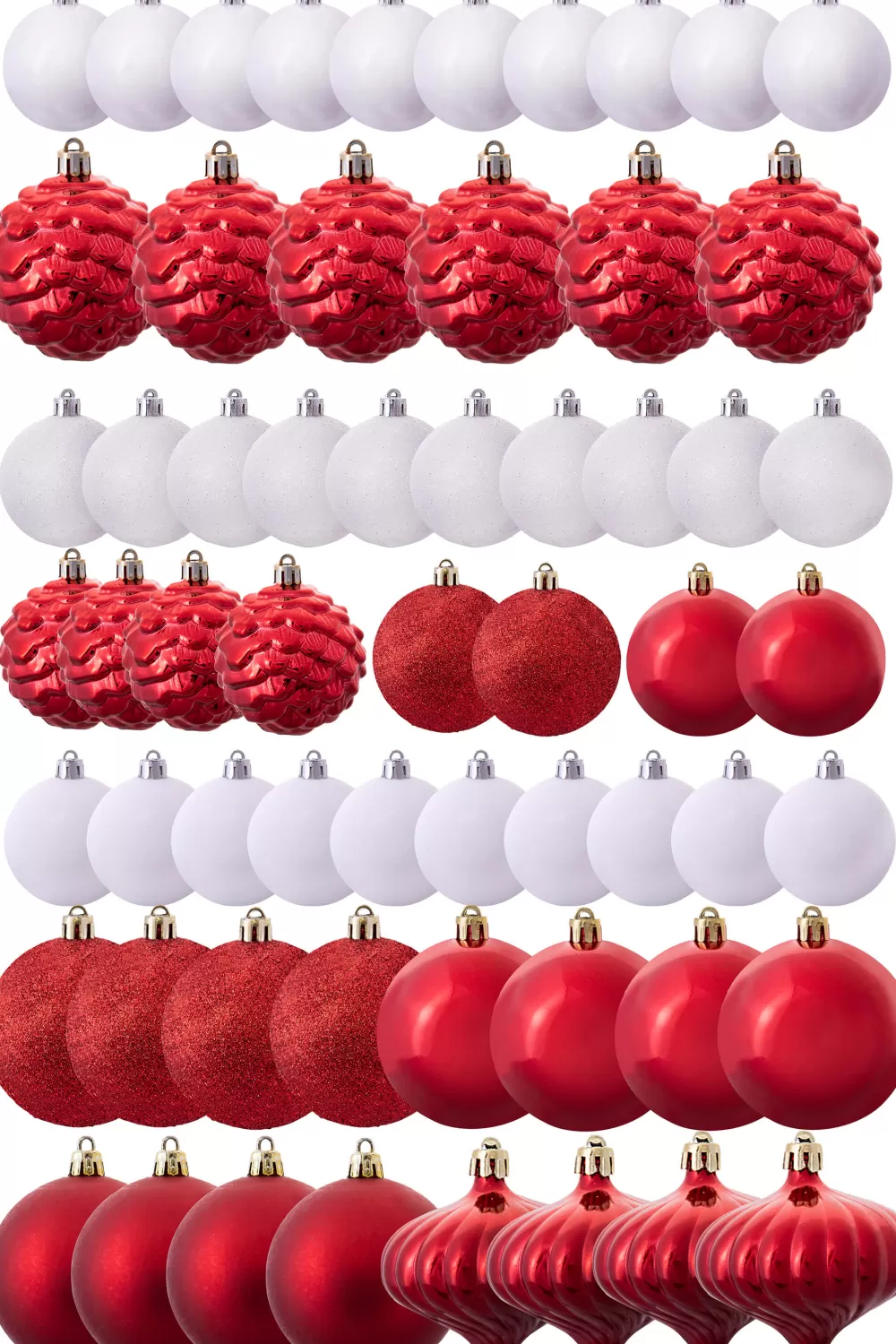 Christmas Tree World The 212pc Red & White Full Heavy Coverage Bauble Set (8ft Trees)< 8 Foot Pre Lit Christmas Trees | Pre-Lit Christmas Trees