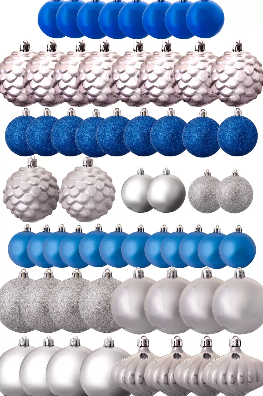 Christmas Tree World The 288pc Blue & Silver Full Heavy Coverage Bauble Set (9ft Trees)< 9 Foot Pre Lit Christmas Trees | Pre-Lit Christmas Trees