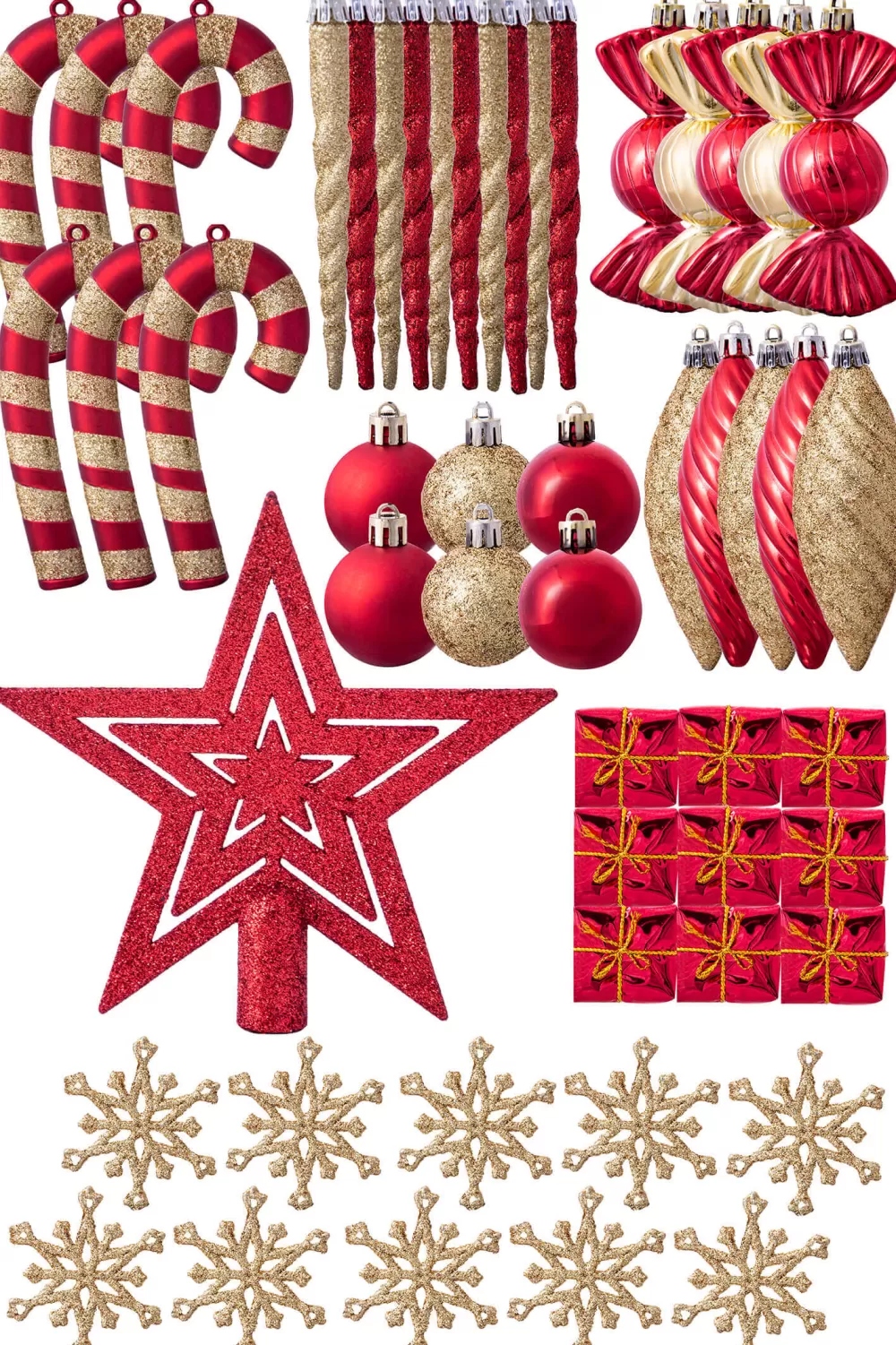 Christmas Tree World The 288pc Red & Gold Full Heavy Coverage Bauble Set (9ft Trees)< 9 Foot Pre Lit Christmas Trees | Pre-Lit Christmas Trees