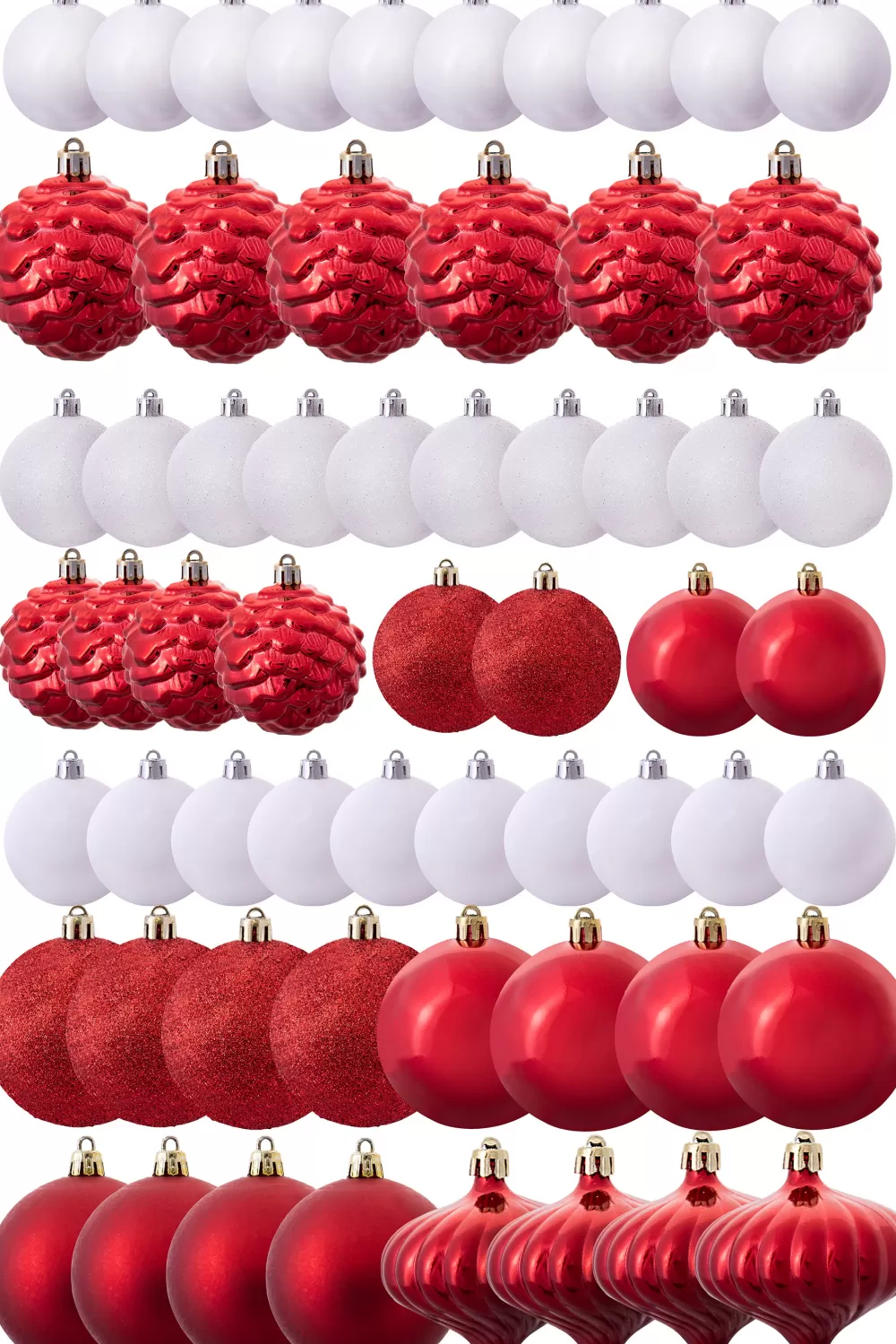 Christmas Tree World The 288pc Red & White Full Heavy Coverage Bauble Set (9ft Trees)< 9 Foot Pre Lit Christmas Trees | Pre-Lit Christmas Trees