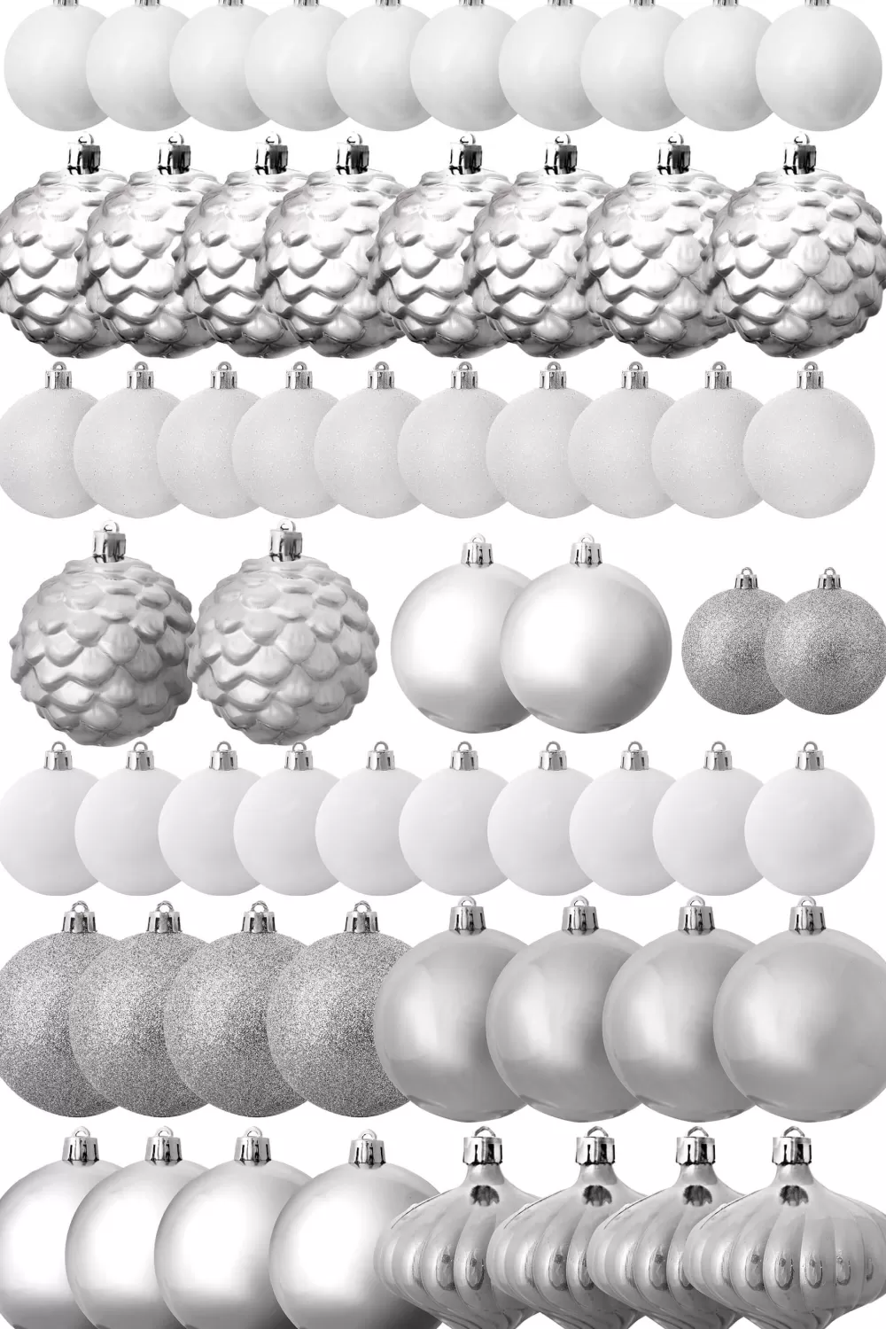 Christmas Tree World The 288pc White & Silver Full Heavy Coverage Bauble Set (9ft Trees)< 9 Foot Pre Lit Christmas Trees | Pre-Lit Christmas Trees