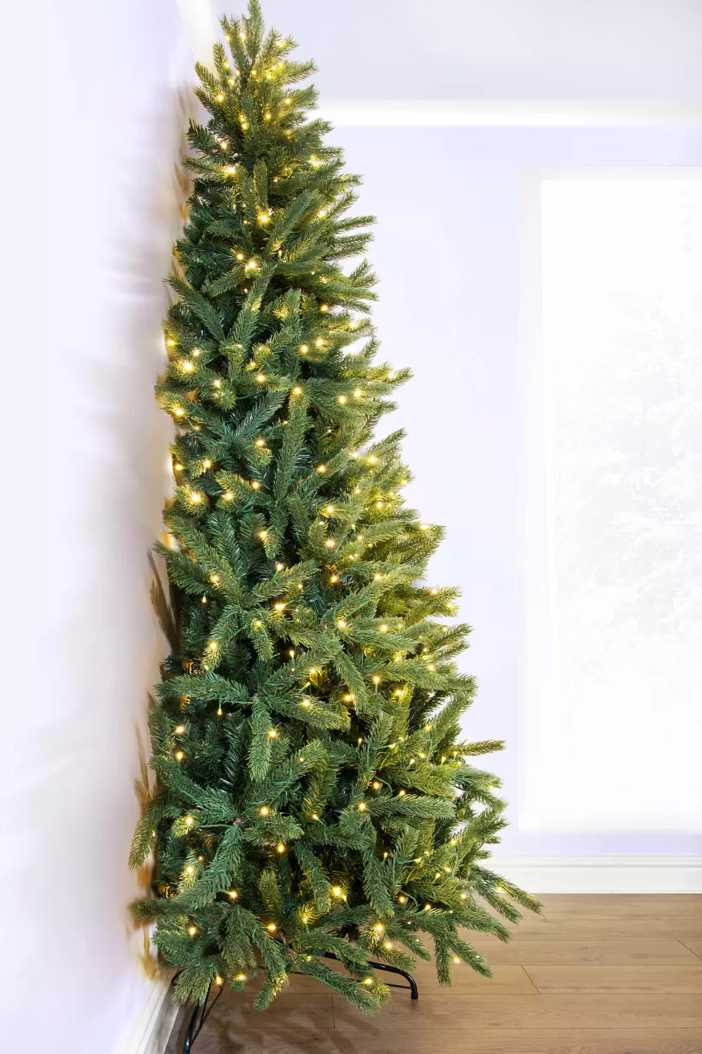 Christmas Tree World The 4ft Pre-lit Ultra Devonshire Half Tree Warm White Lights< 4 Foot Pre Lit Christmas Trees