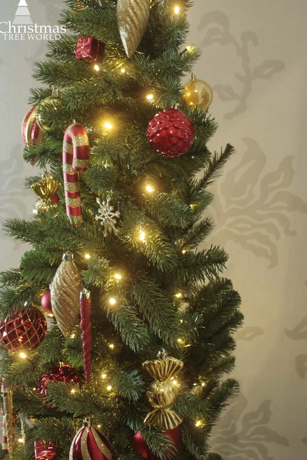Christmas Tree World The 4ft Pre-lit Ultra Devonshire Half Tree Warm White Lights< 4 Foot Pre Lit Christmas Trees