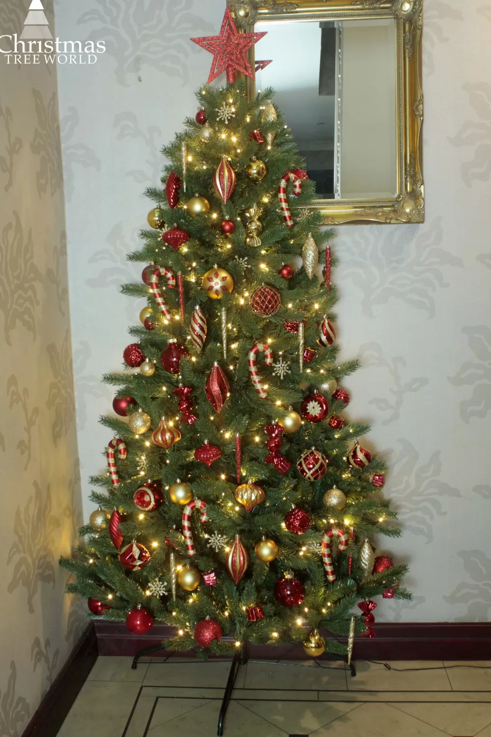 Christmas Tree World The 4ft Pre-lit Ultra Devonshire Half Tree Warm White Lights< 4 Foot Pre Lit Christmas Trees