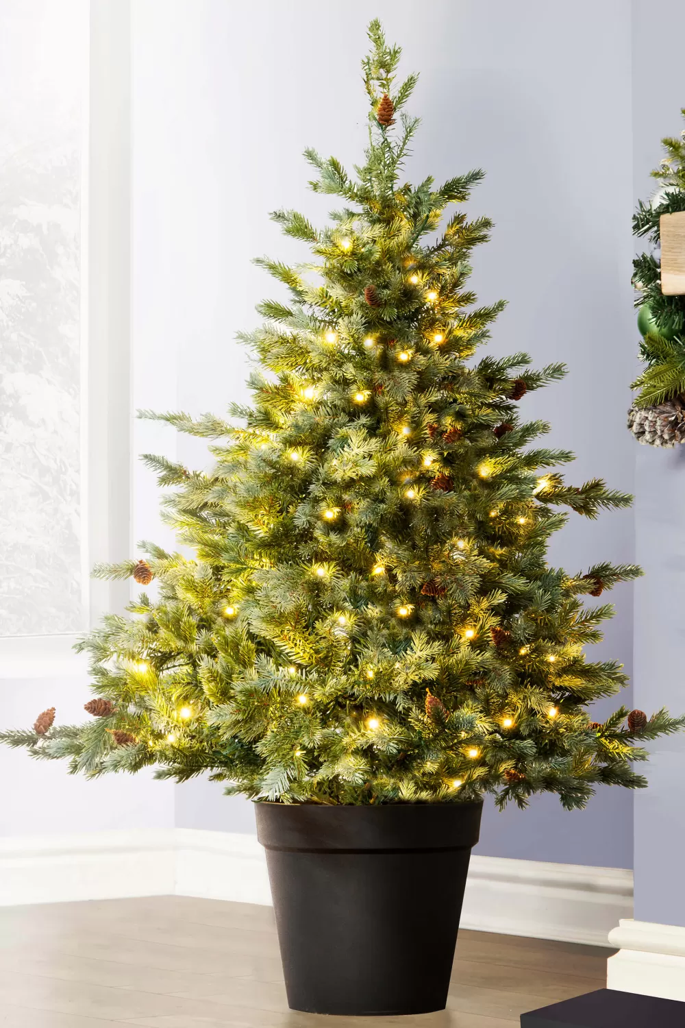 Christmas Tree World The 5ft Pre-lit Cairngorm Pine Potted Tree (Indoor/Outdoor)< 5 Foot Pre Lit Christmas Trees | Pre-Lit Christmas Trees