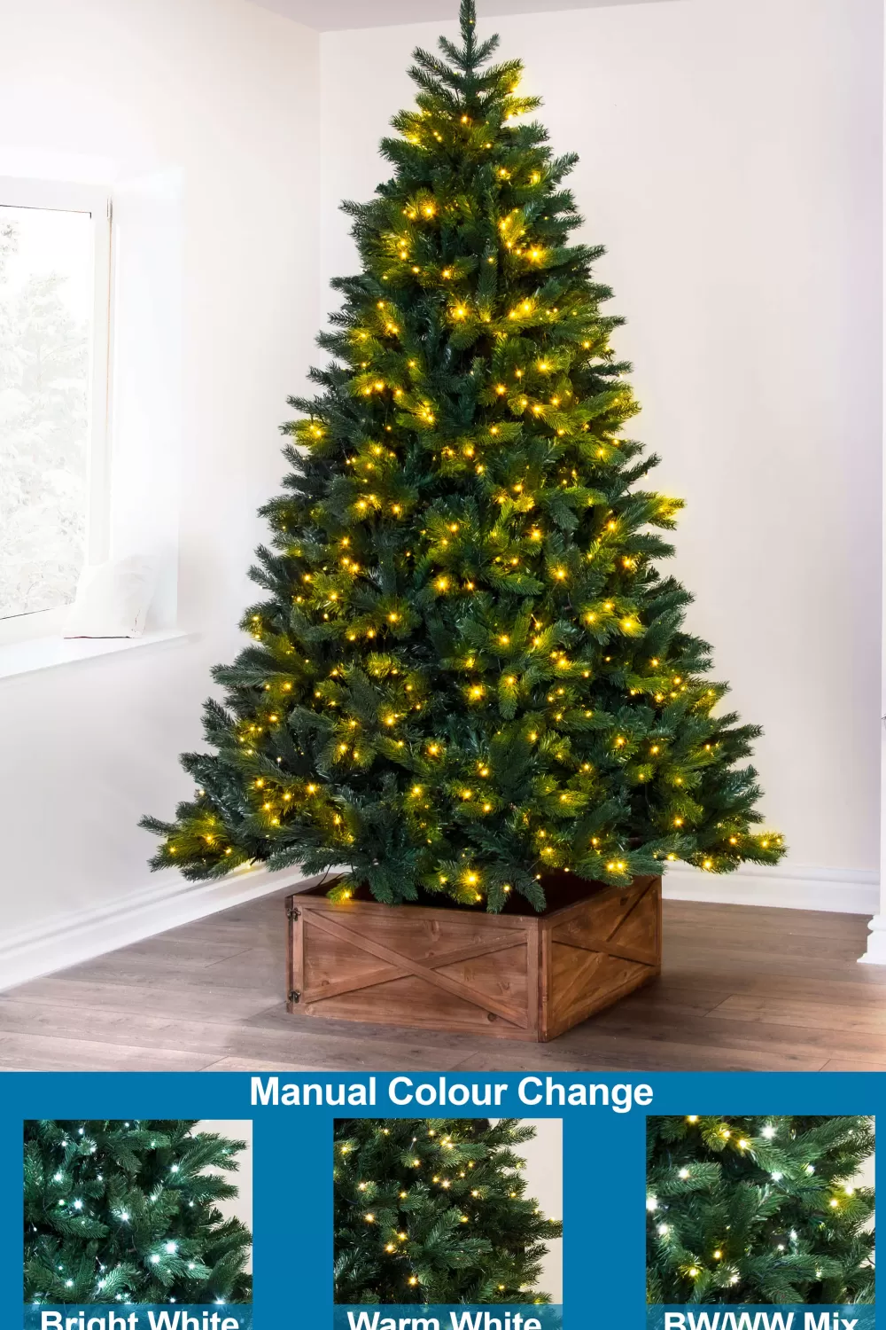 Christmas Tree World The 6ft Ultra Devonshire Fir Pre-lit With Warm White/White Colour Change LEDs< 6 Foot Pre Lit Christmas Trees
