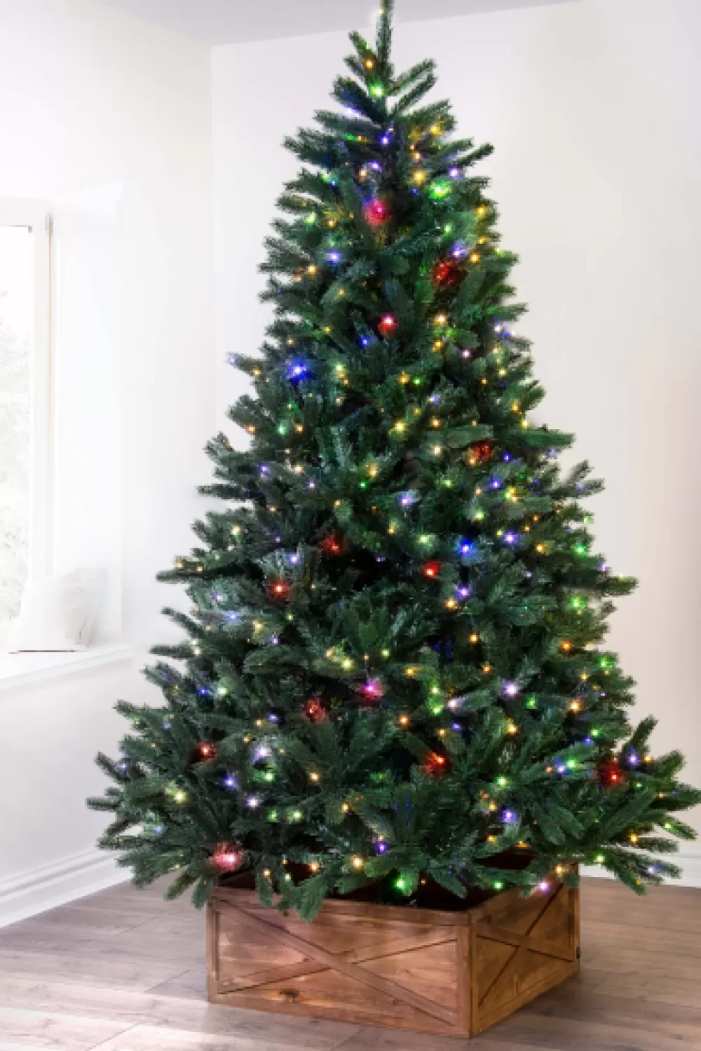 Christmas Tree World The 7ft Ultra Devonshire Fir Pre-lit With Warm White/Multicoloured Colour Change LEDs< 7 Foot Pre Lit Christmas Trees