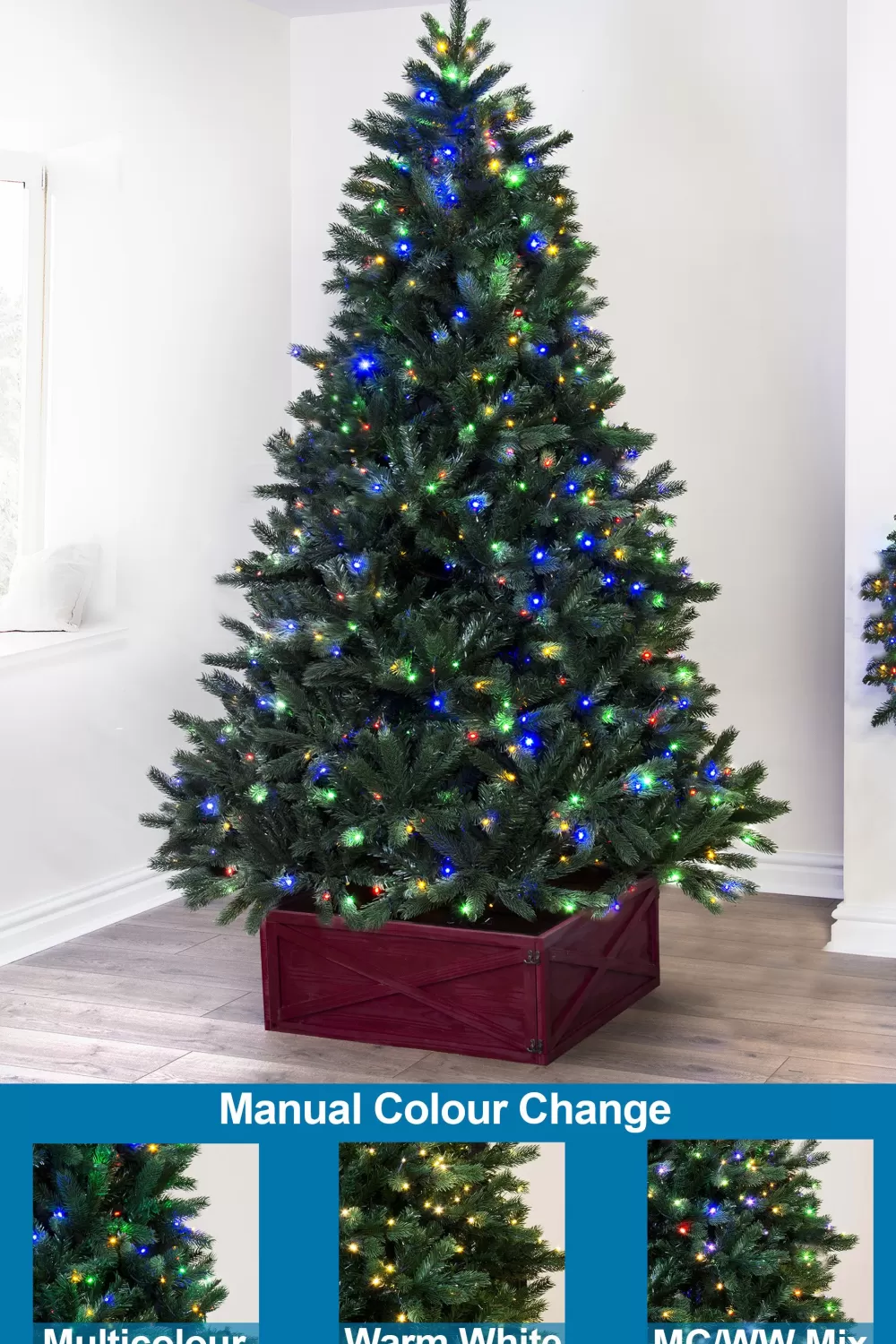 Christmas Tree World The 7ft Ultra Devonshire Fir Pre-lit With Warm White/Multicoloured Colour Change LEDs< 7 Foot Pre Lit Christmas Trees