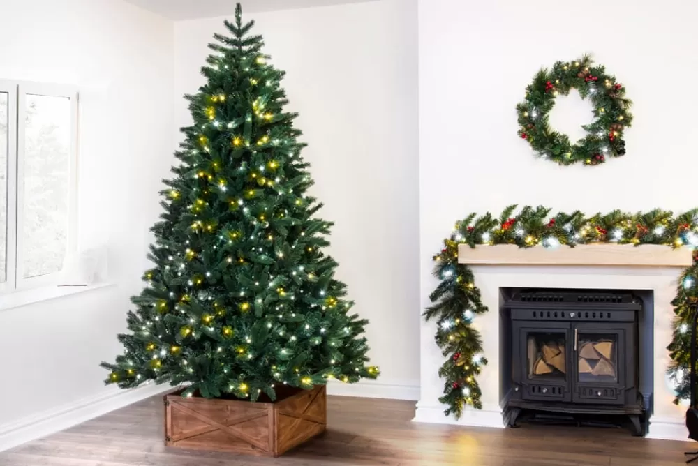 Christmas Tree World The 7ft Ultra Devonshire Fir Pre-lit With Warm White/White Colour Change LEDs< 7 Foot Pre Lit Christmas Trees