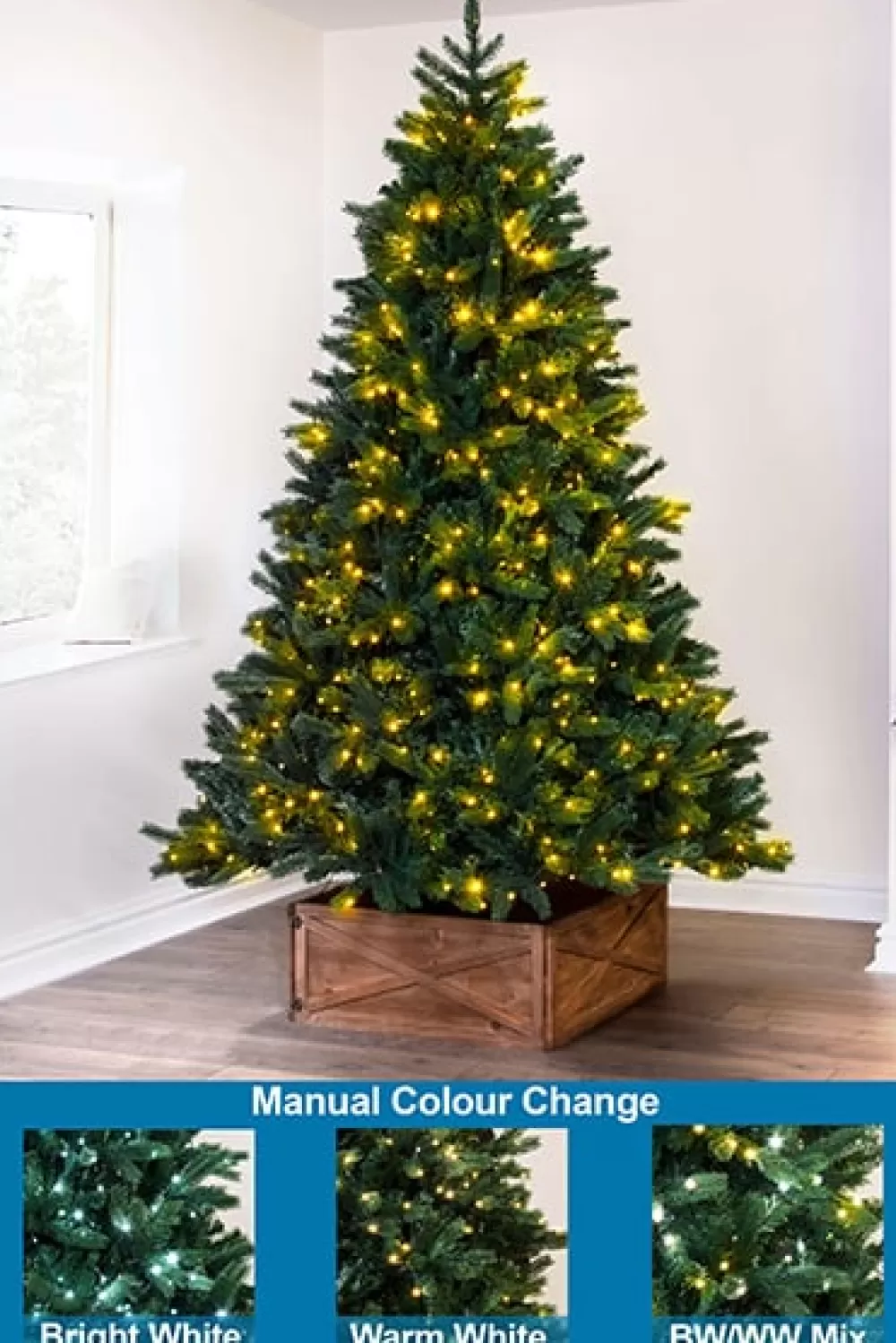Christmas Tree World The 8ft Ultra Devonshire Fir Pre-lit With Warm White/White Colour Change LEDs< 8 Foot Pre Lit Christmas Trees
