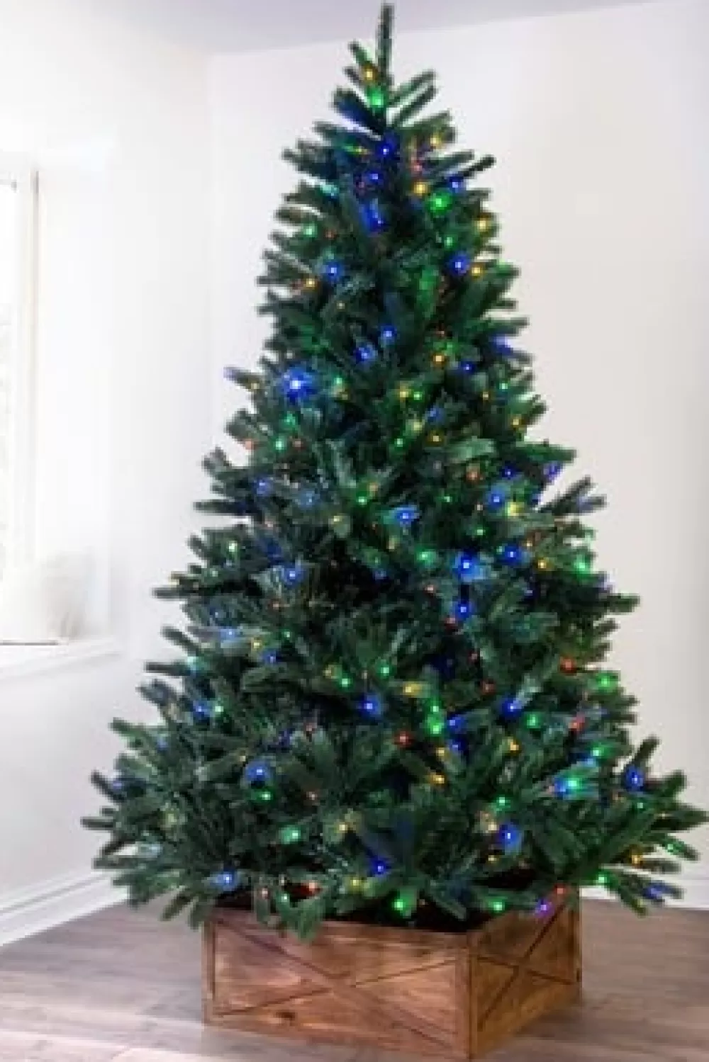 Christmas Tree World The 9ft Ultra Devonshire Fir Pre-lit With Warm White/Multicoloured Colour Change LEDs< Large Commercial Christmas Trees | 9 Foot Pre Lit Christmas Trees
