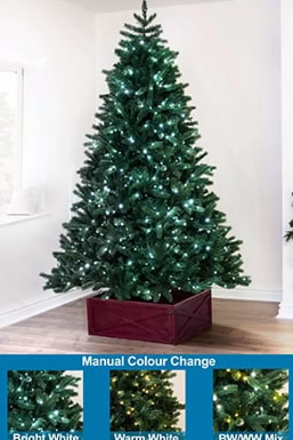 Christmas Tree World The 9ft Ultra Devonshire Fir Pre-lit With Warm White/White Colour Change LEDs< Large Commercial Christmas Trees | 9 Foot Pre Lit Christmas Trees