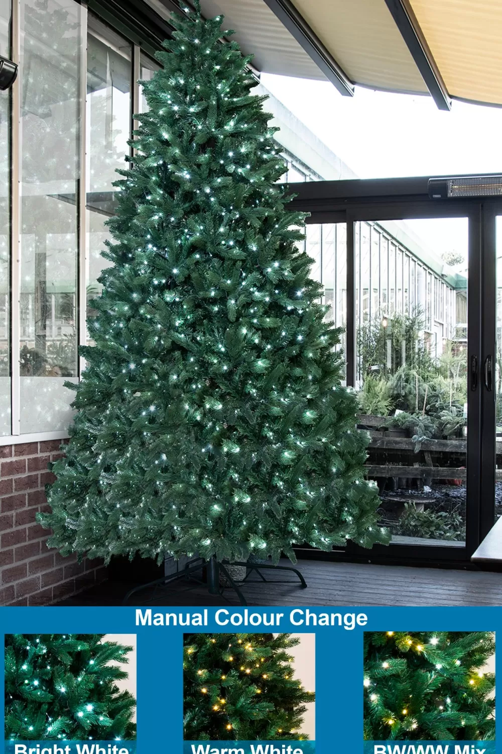 Christmas Tree World The Pre-lit 10ft Ultra Devonshire Fir - 5.65ft Wide - Warm White/White Colour Change LEDs< Large Commercial Christmas Trees | 10 Foot Pre Lit Christmas Trees