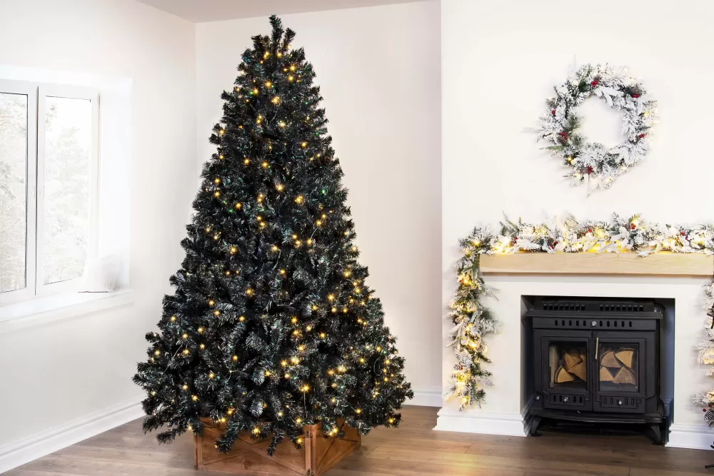 Christmas Tree World The Pre-lit Black Iridescence Pine Tree With Warm White Lights (6ft To 7ft)< Pre-Lit Christmas Trees