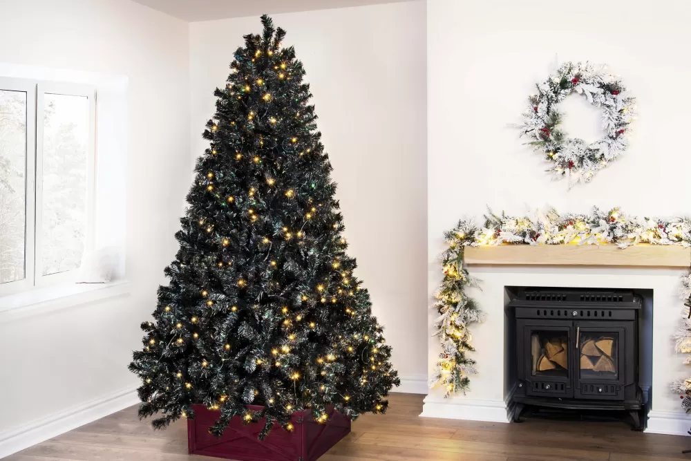 Christmas Tree World The Pre-lit Black Iridescence Pine Tree With Warm White Lights (6ft To 7ft)< Pre-Lit Christmas Trees