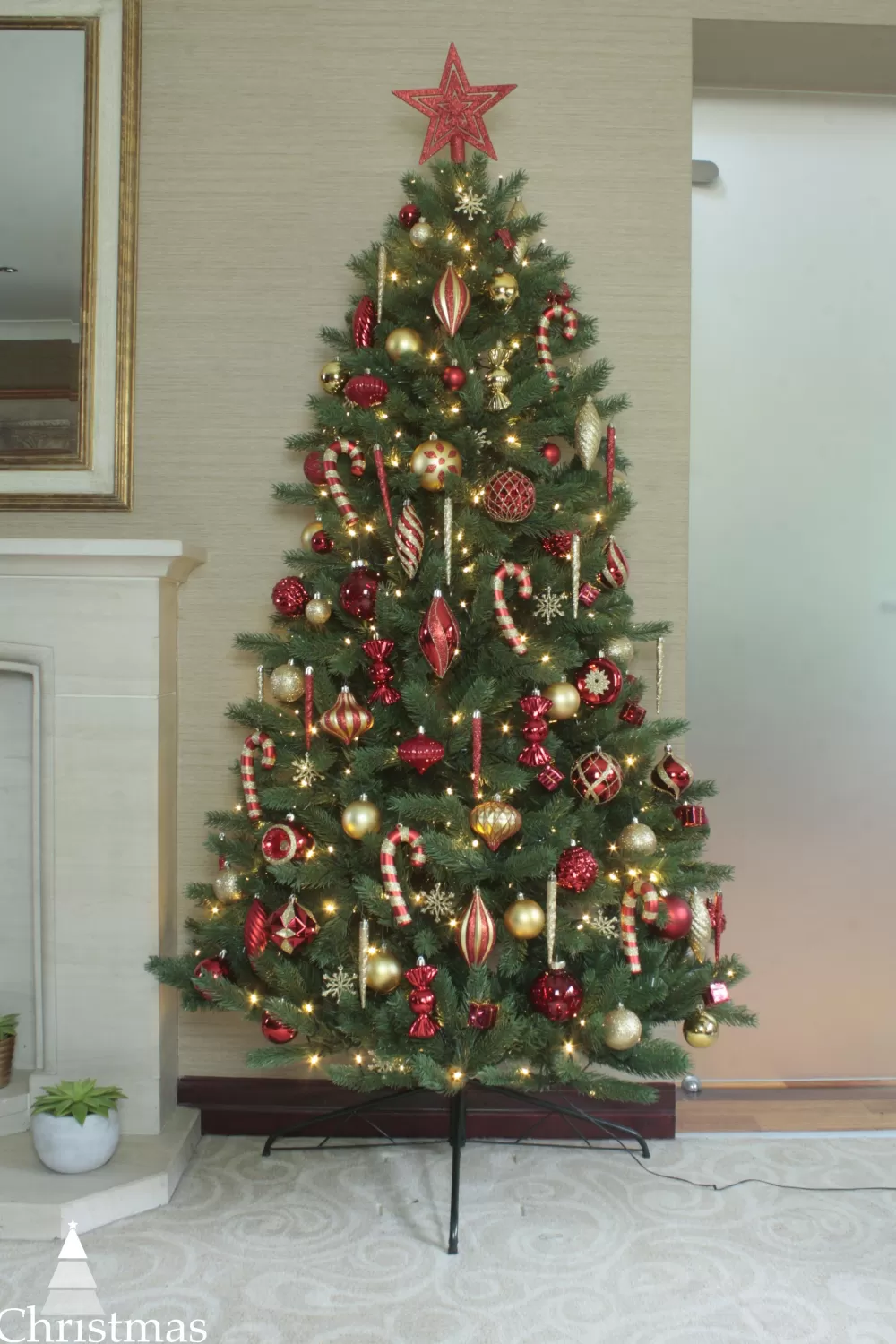 Christmas Tree World The Pre-lit Ultra Devonshire Half Tree Warm White Lights (4ft To 7ft)< 6 Foot Pre Lit Christmas Trees | Pre-Lit Christmas Trees