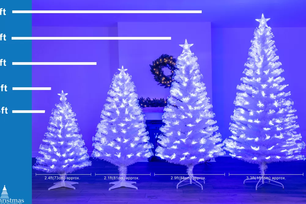 Christmas Tree World The White Blue Ripple Effect Fibre Optic Tree (4ft To 7ft)< Pre-Lit Christmas Trees | Fibre Optic Christmas Trees