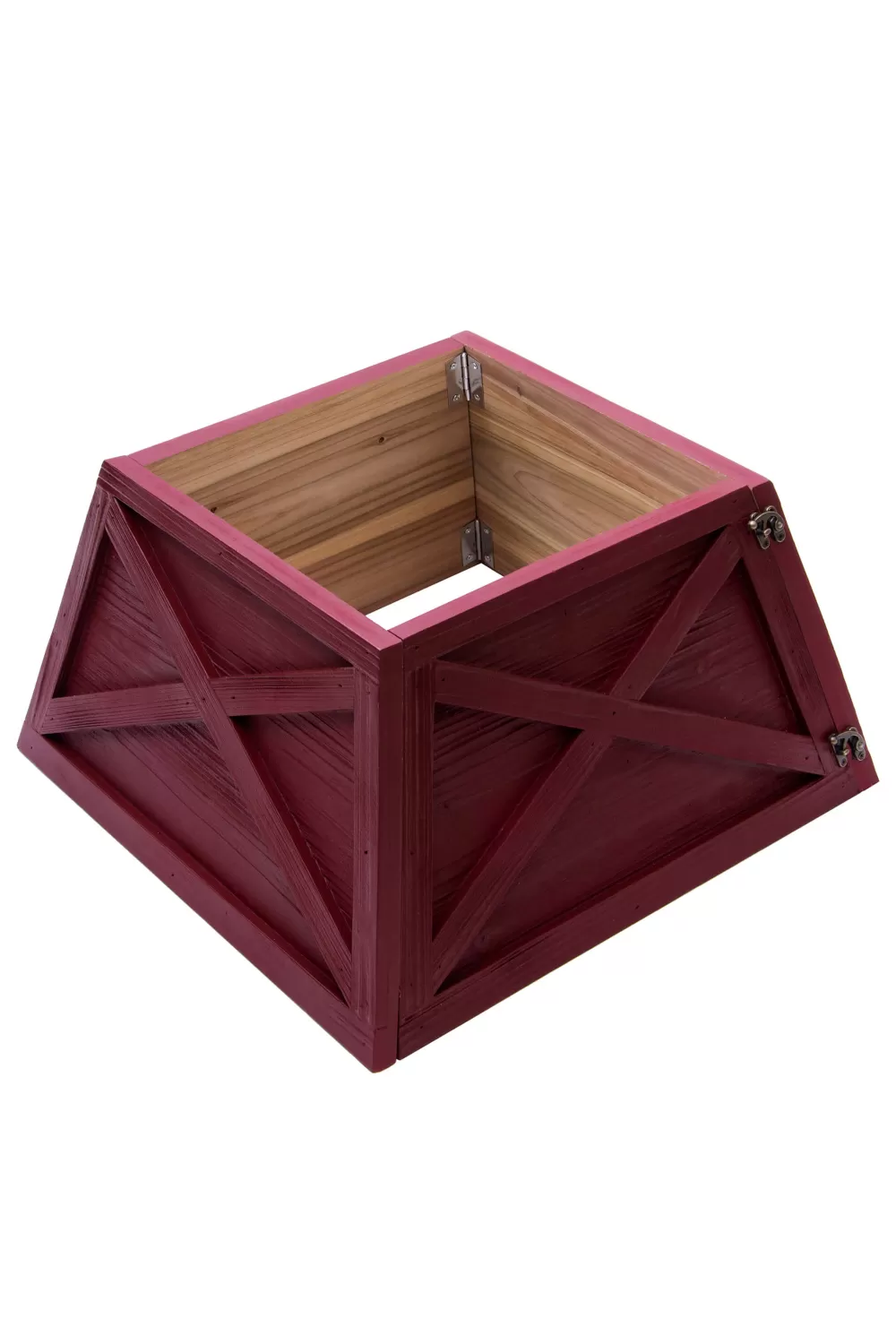 Christmas Tree World Wine Red Wooden Tree Skirt (For 4ft-6ft Trees - Tight Fit)< Tree Skirts & Surrounds | Christmas Tree Skirts